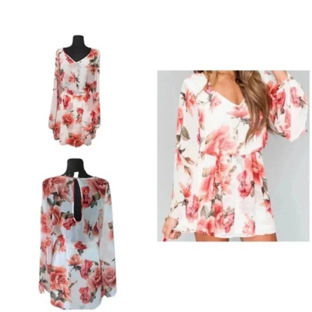 Runaway Mini Dress, Floral Rose Medium
